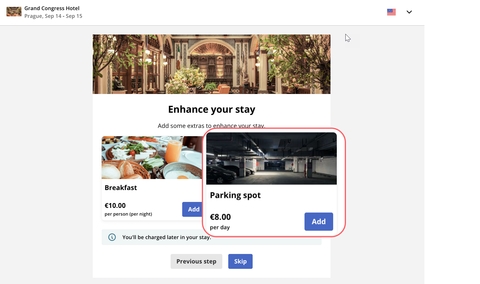 Promote other bookable services along with stay