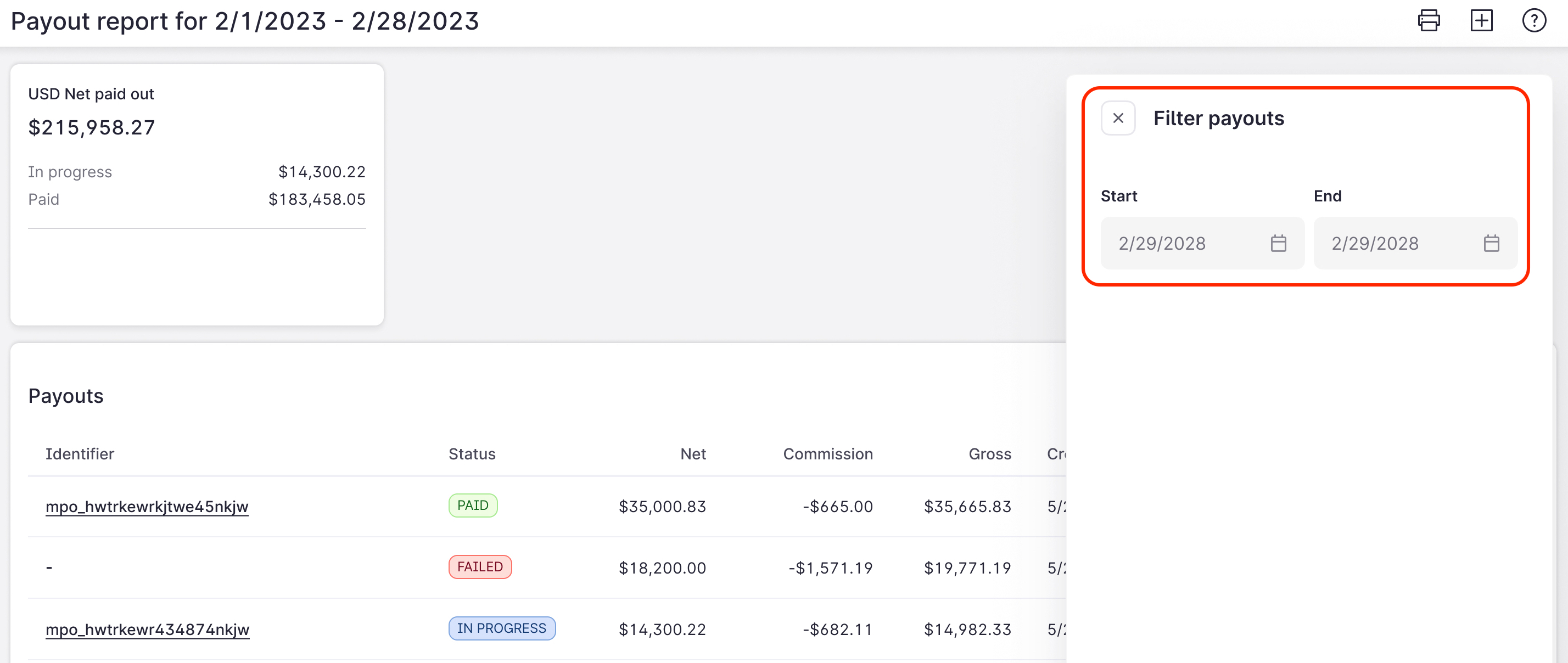 The Payout report