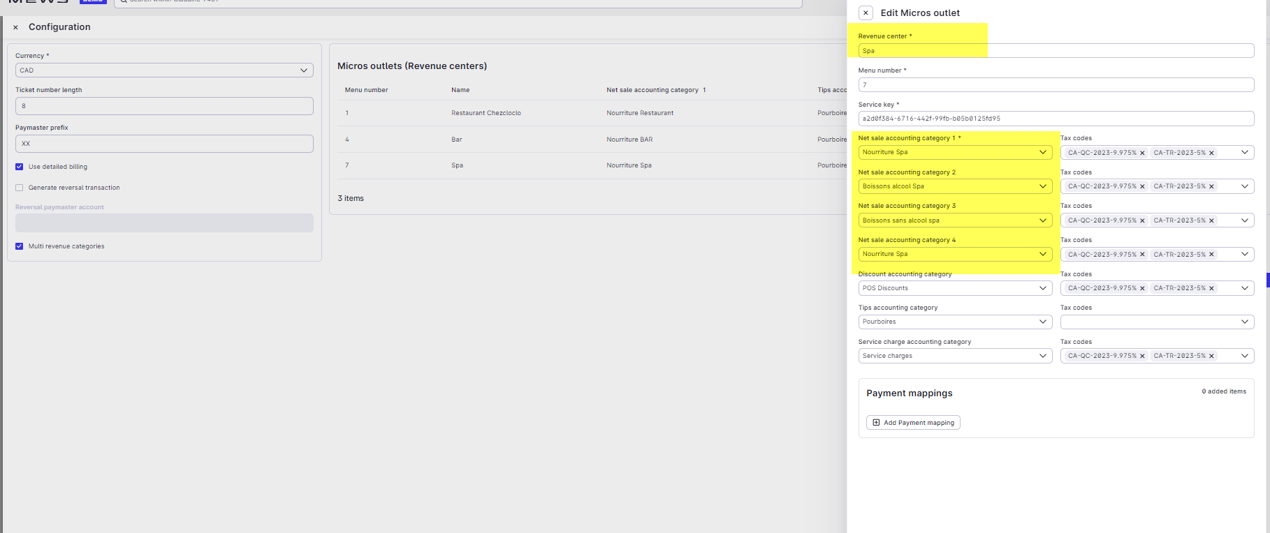 Use case 4: Detailed billing with multi-revenue categories