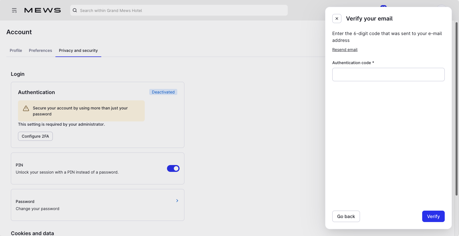 Verify your email sidepanel