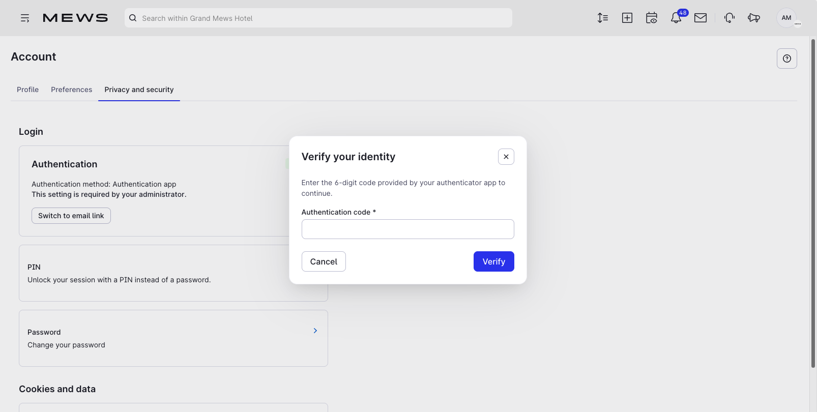 Verify identify popup