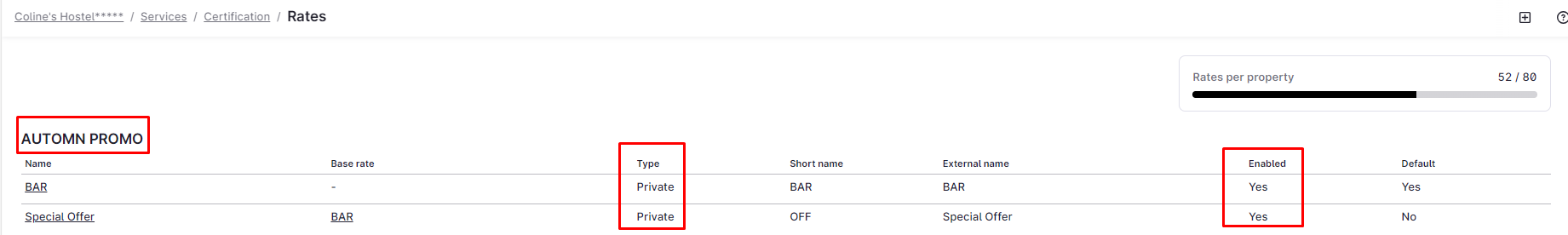 Rates are in same rate group and both enabled and Private