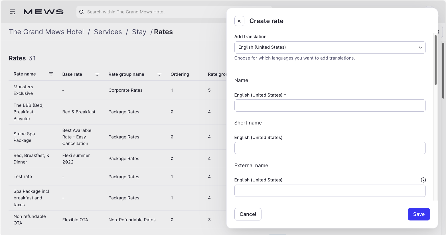 Create and configure a rate in Mews Operations