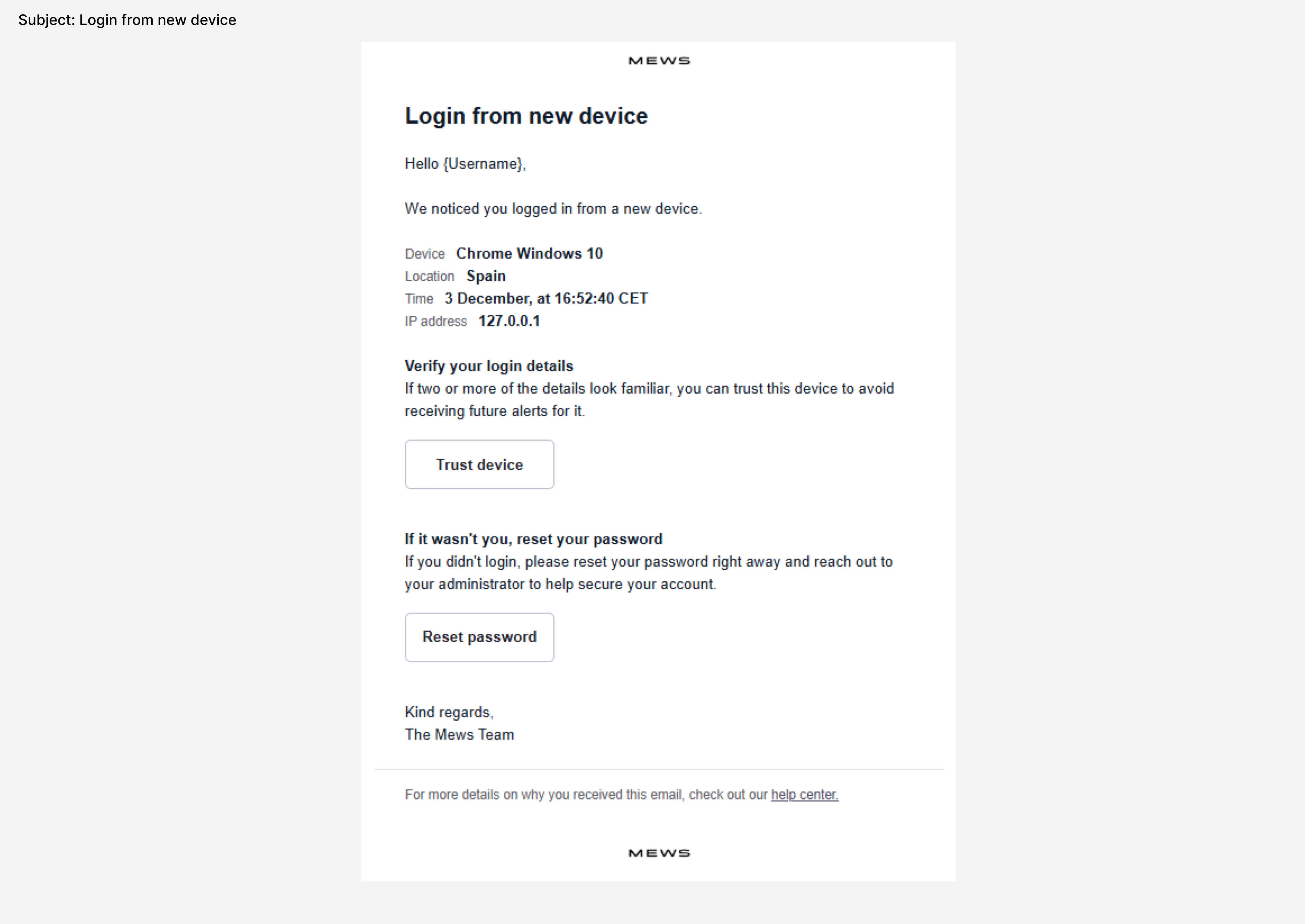 Login from new device email