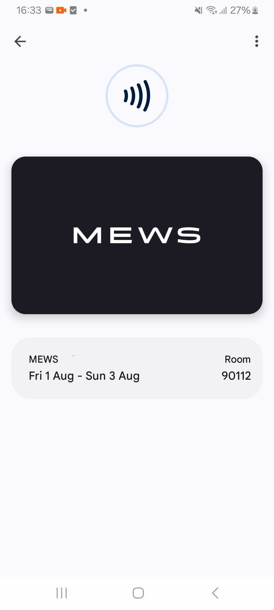 Room access screen