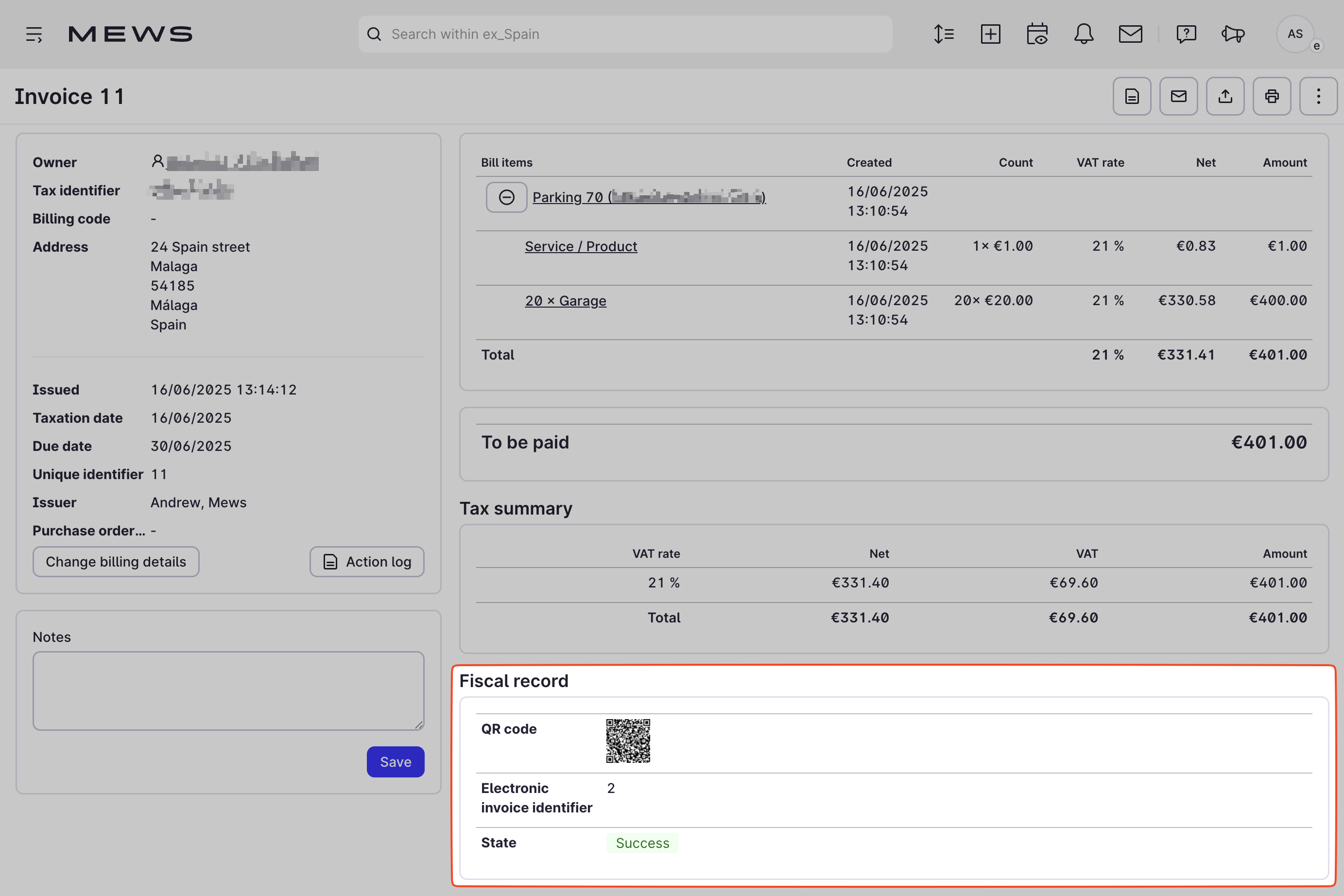 Invoice full version with qr code screen
