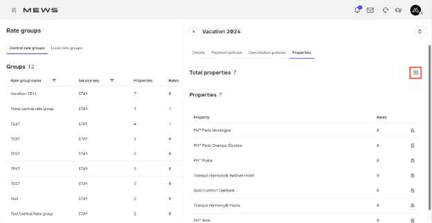 Plus highlight properties tab - central rate groups