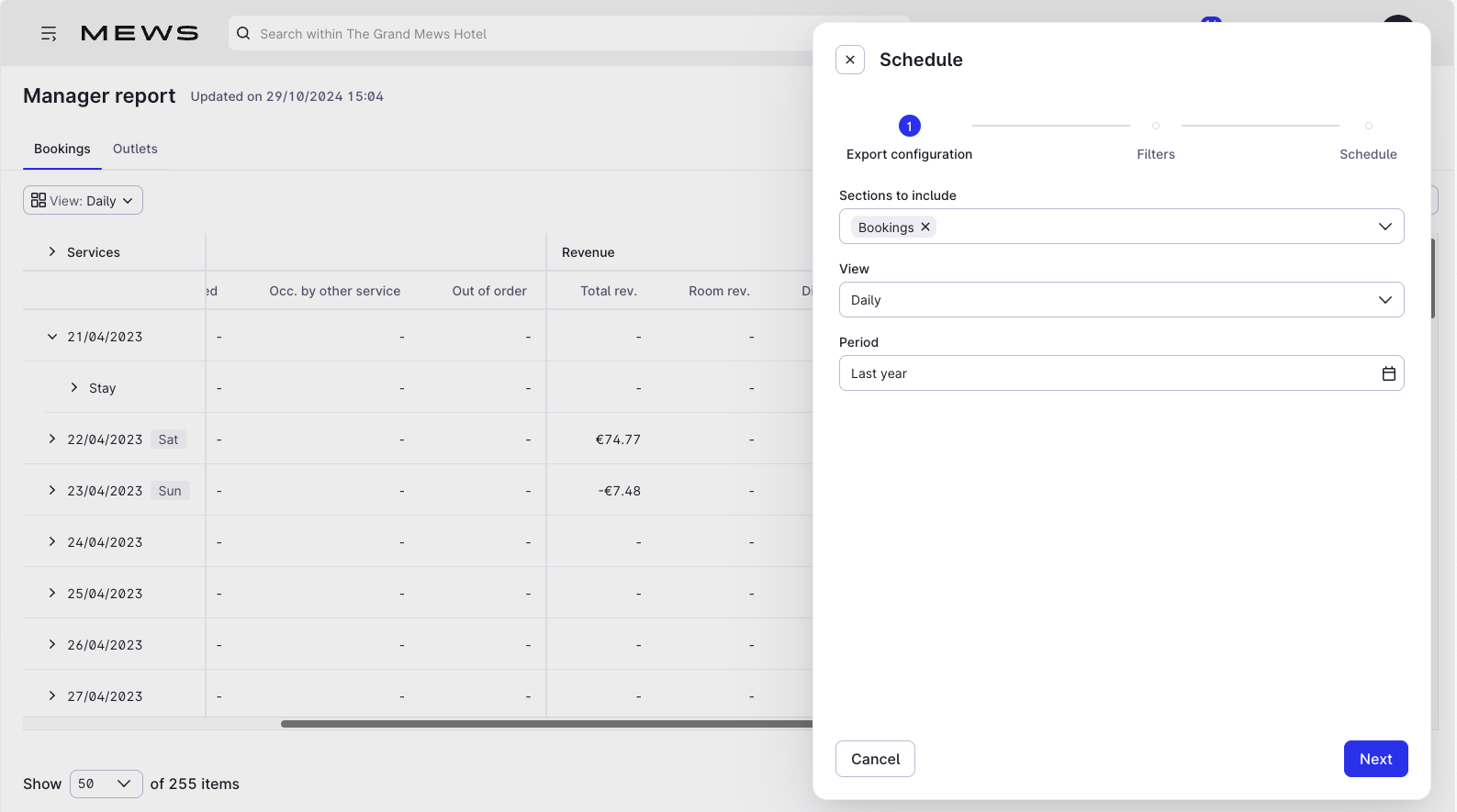Rapportexport plannen - exportconfiguratie voor managersrapport