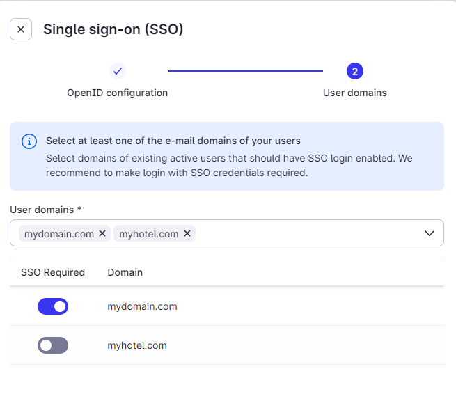 SSO Required slider switch - user domains - SSO