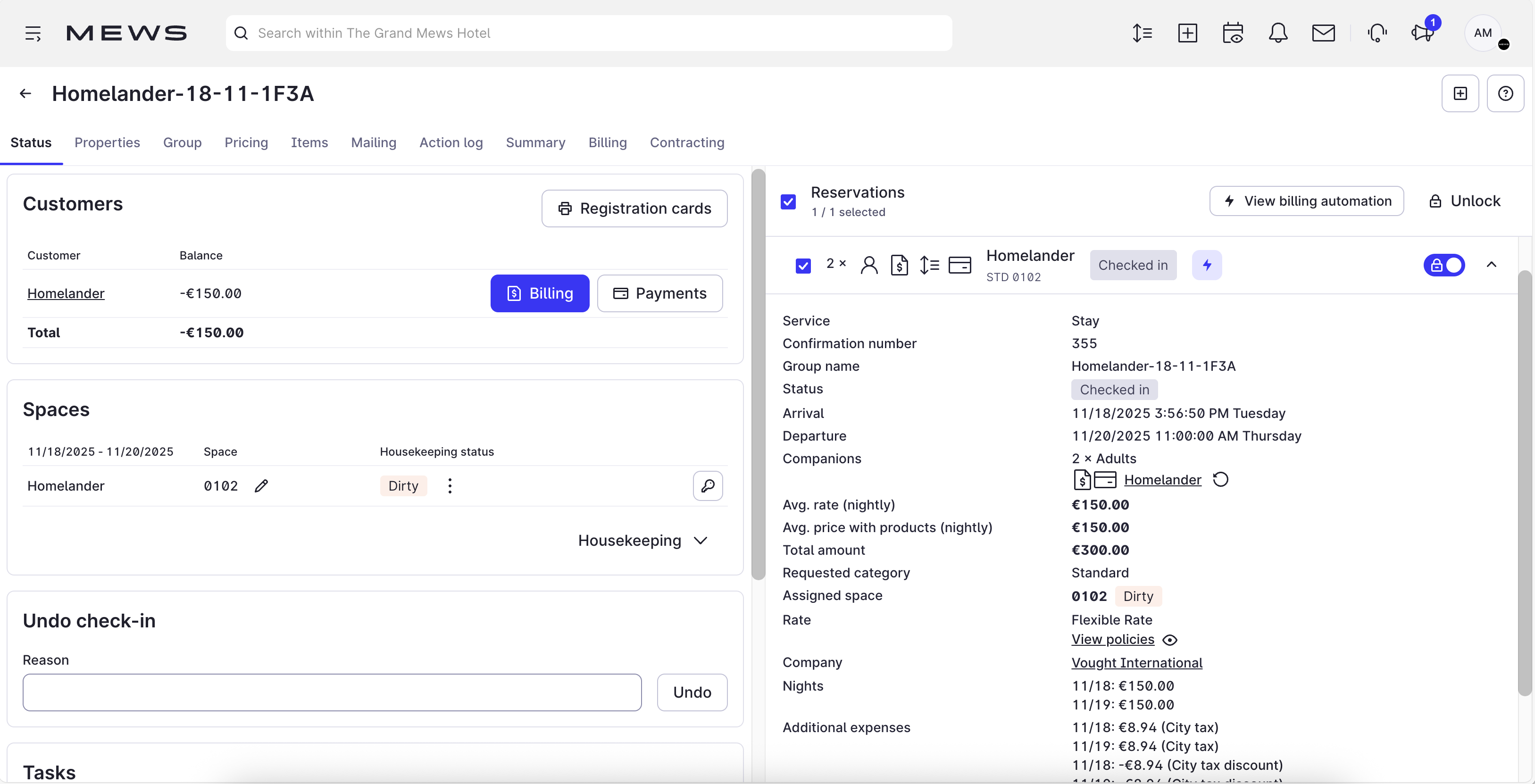 manage customer reservation