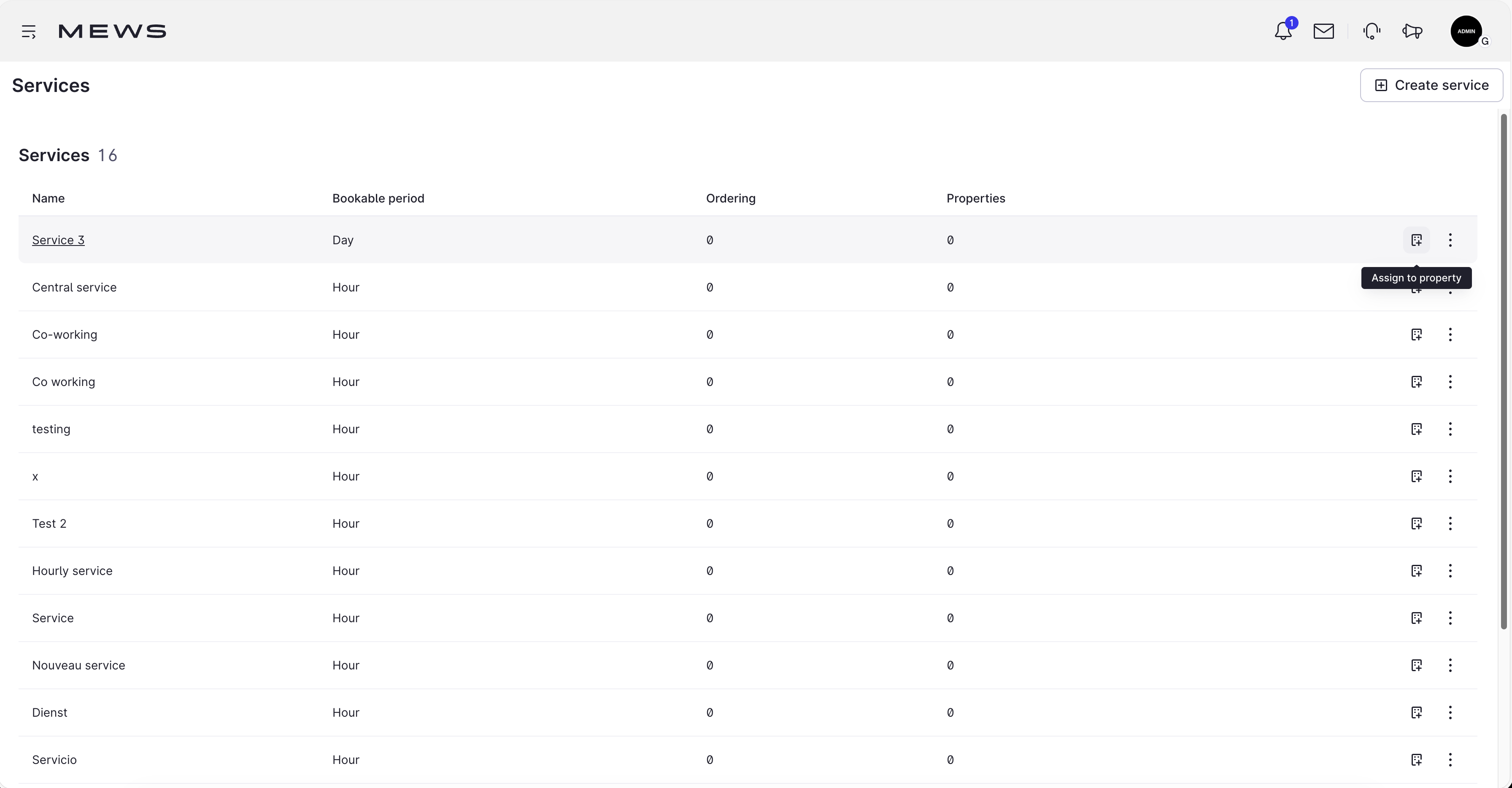 assign to property services screen
