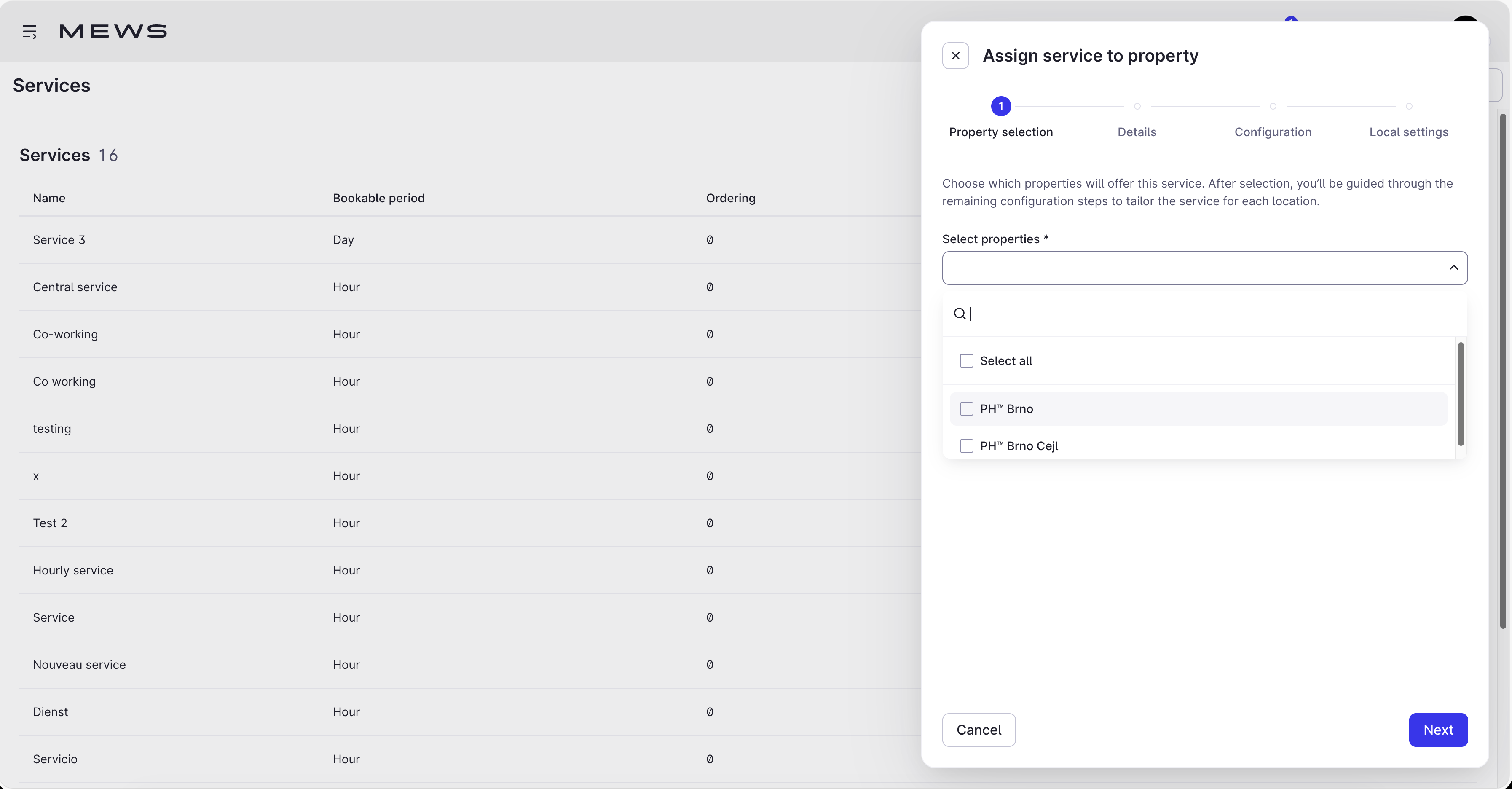select properties dropdonw