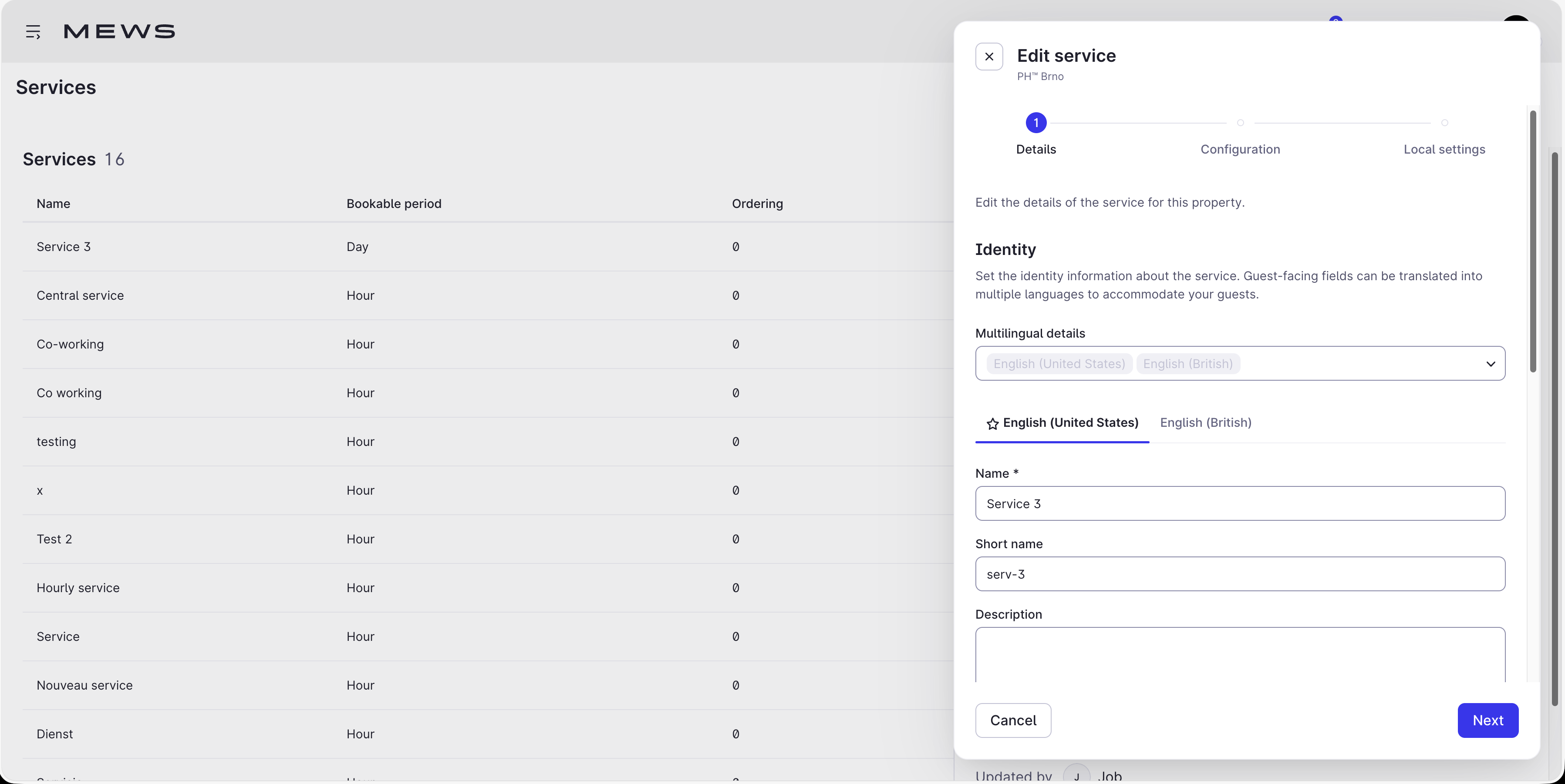 edit a service details step