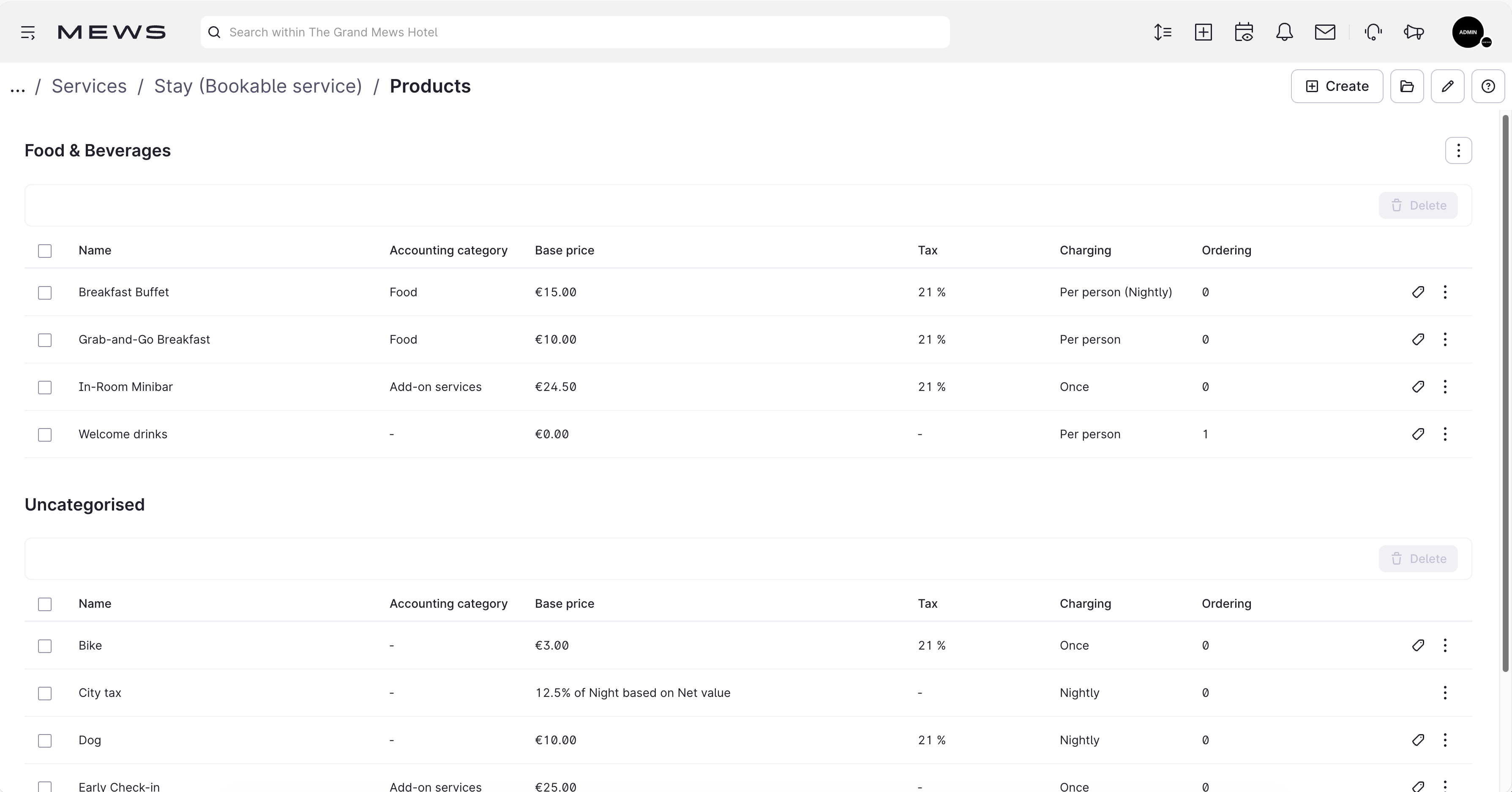 producten scherm mews operations