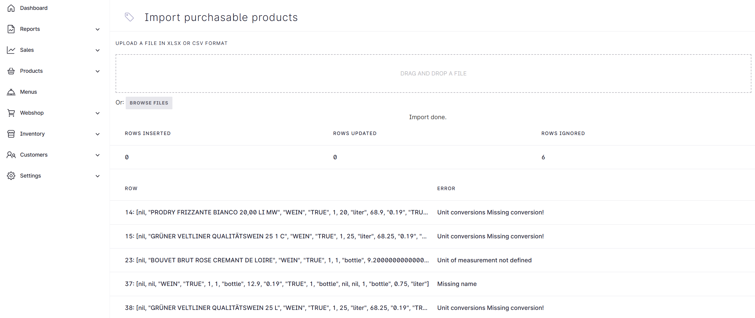 import with errors