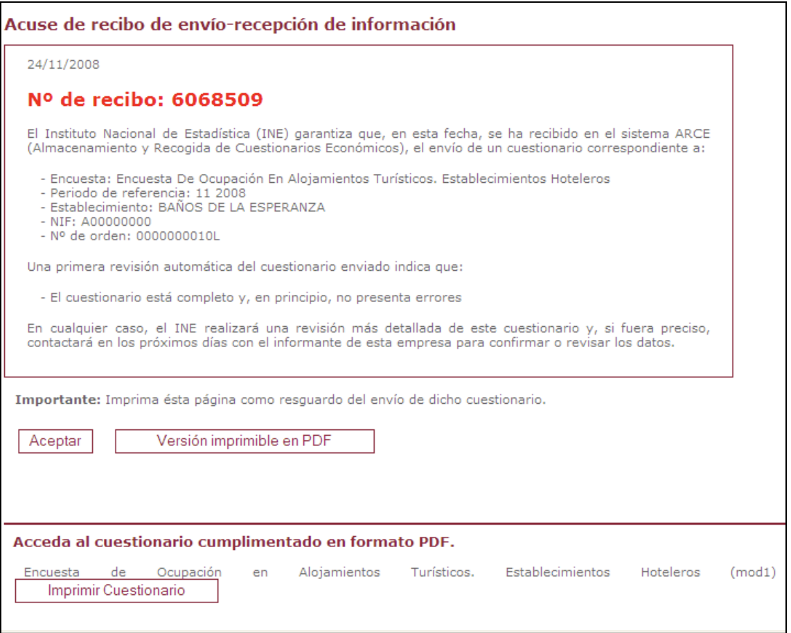 Écran INE Recibo