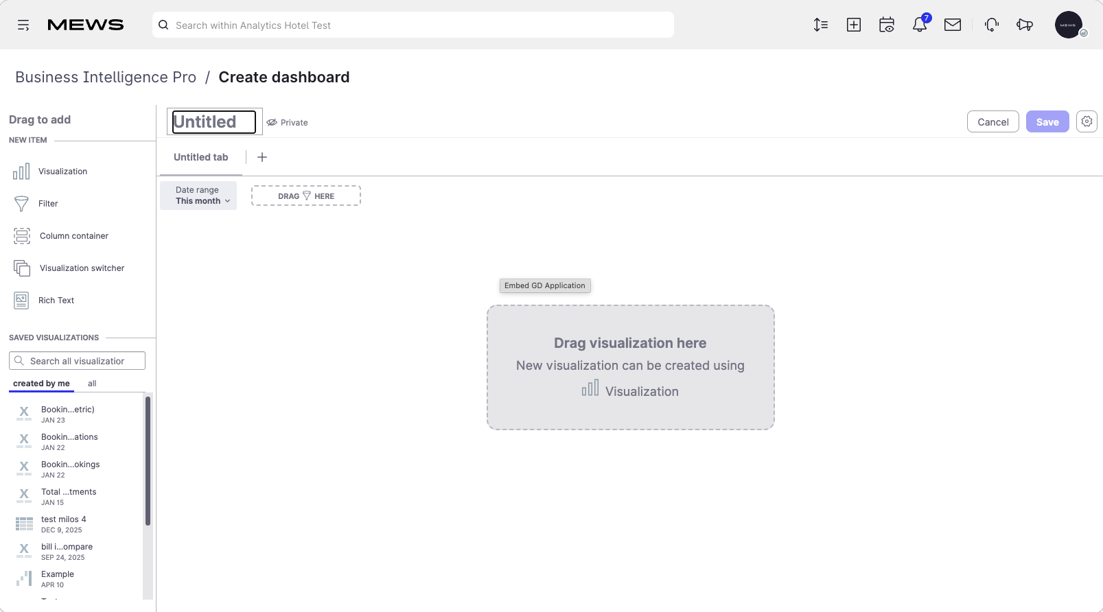 create dashboard