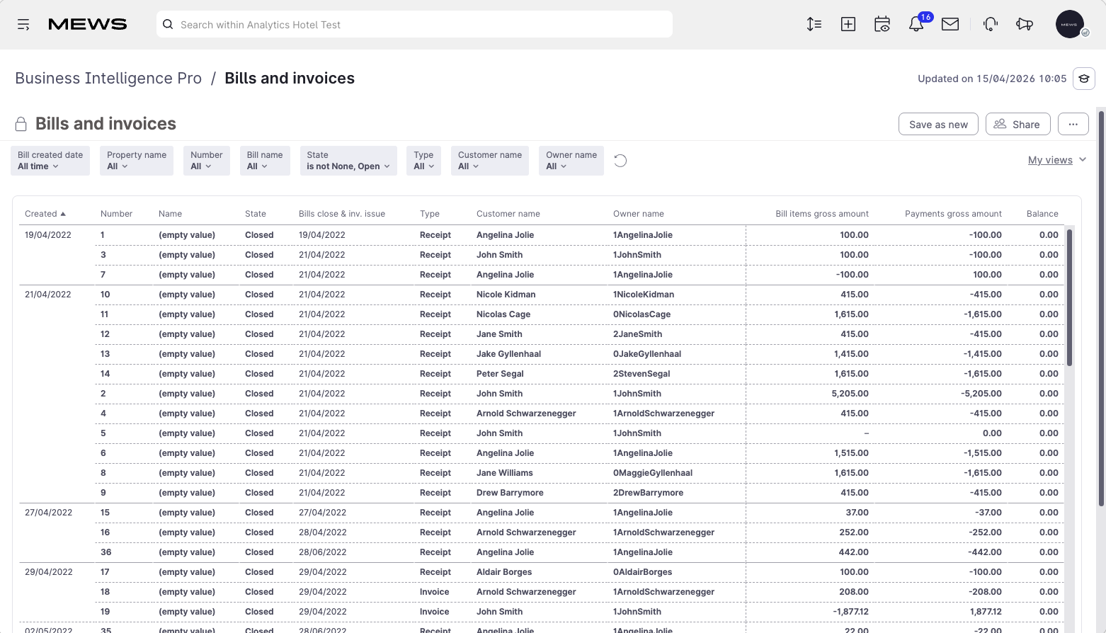 bills and invoices