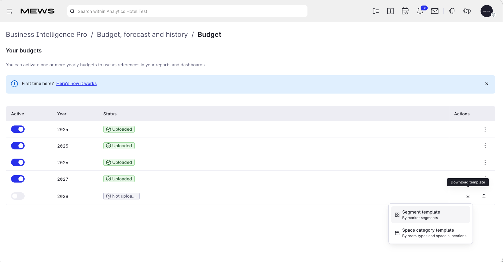 segment template or space category template