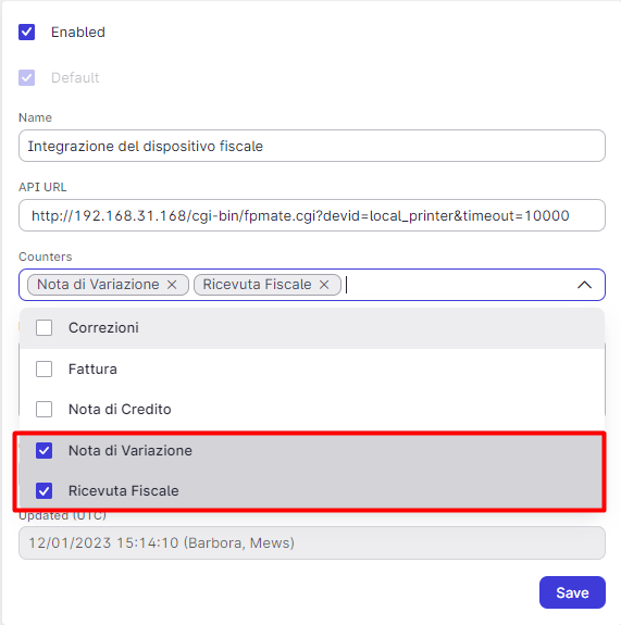 Contadores recomendados conectados a la máquina fiscal