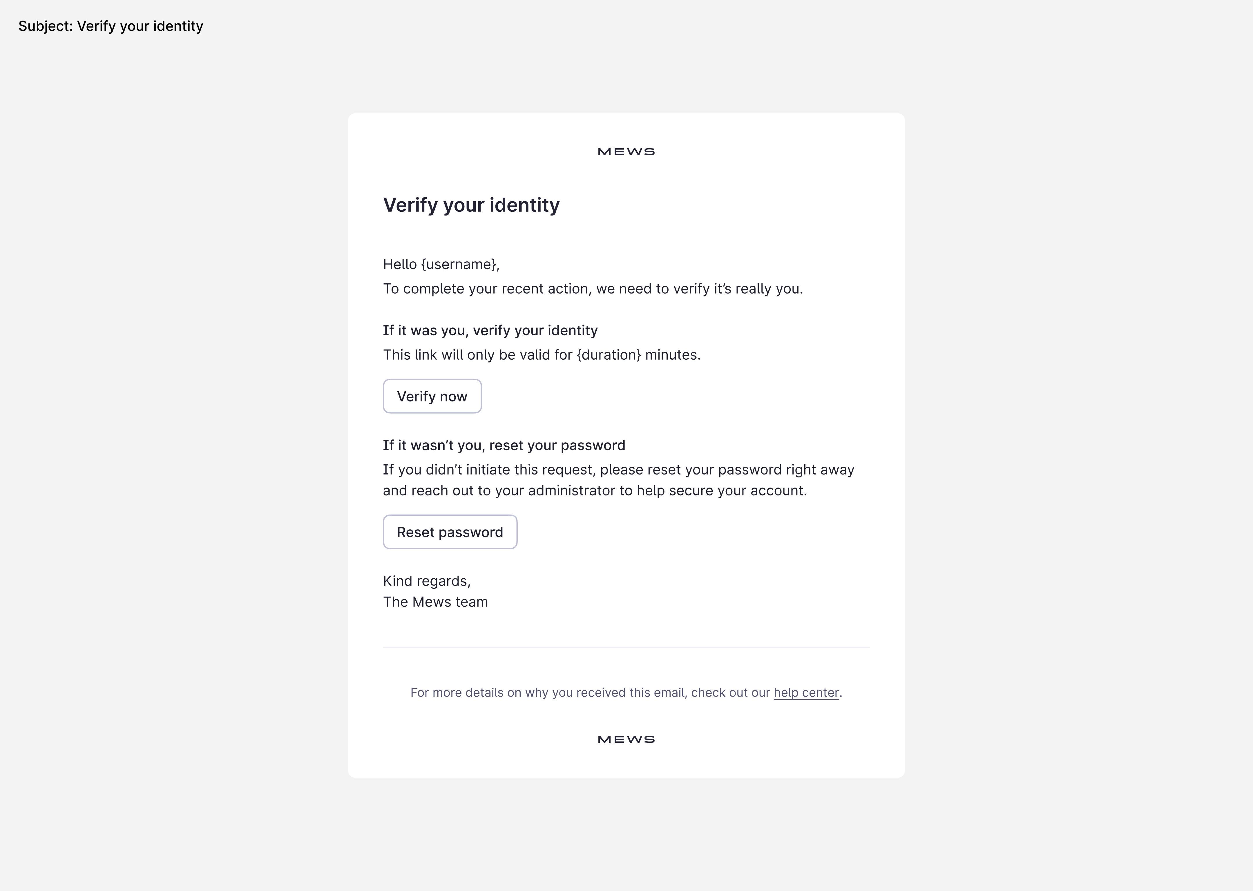 E-mail om identiteit te verifiëren