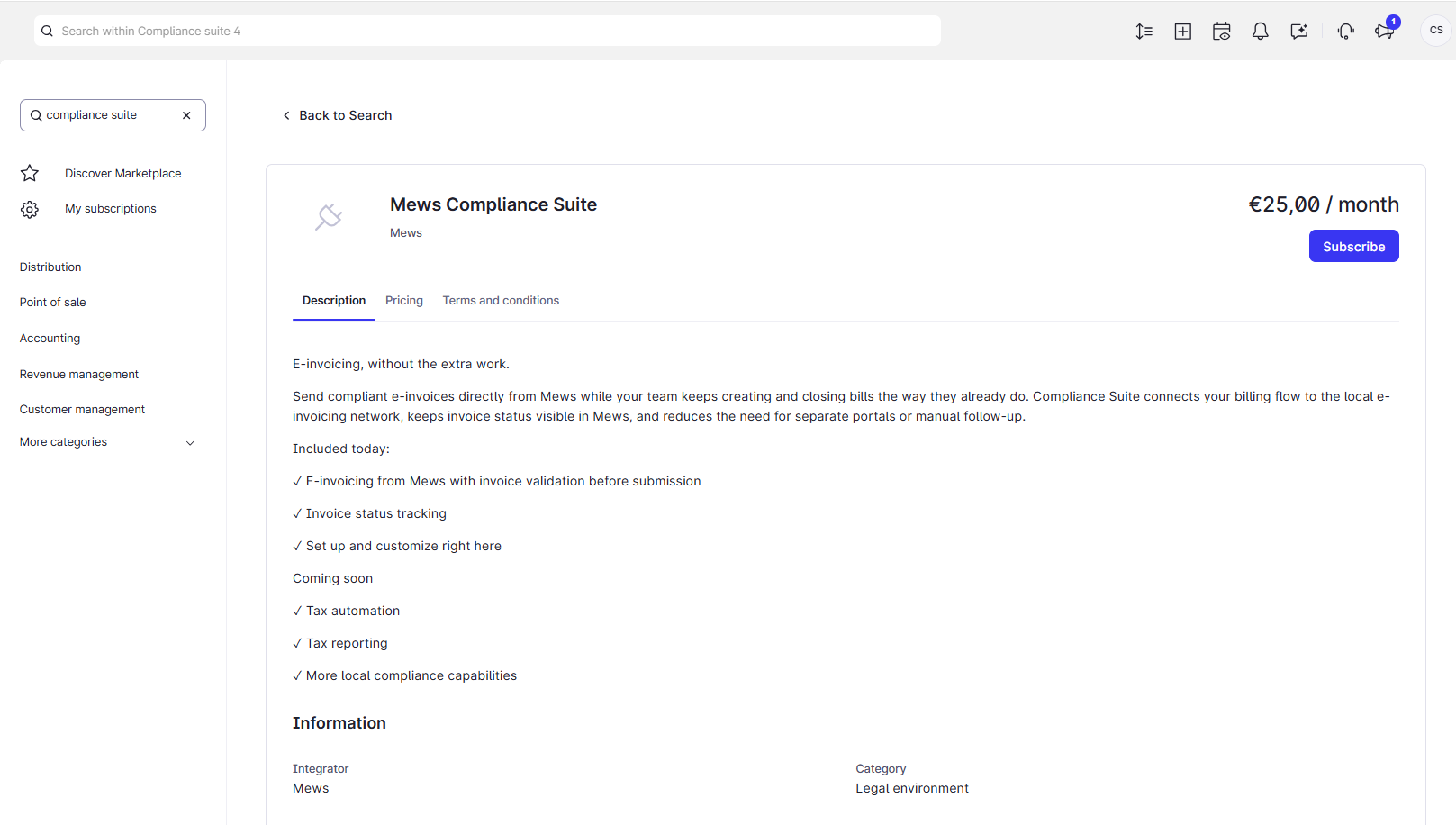 Mews Compliance Suite in Mews Marketplace