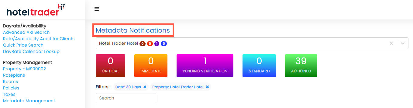 Hotel Trader Metadata-melding