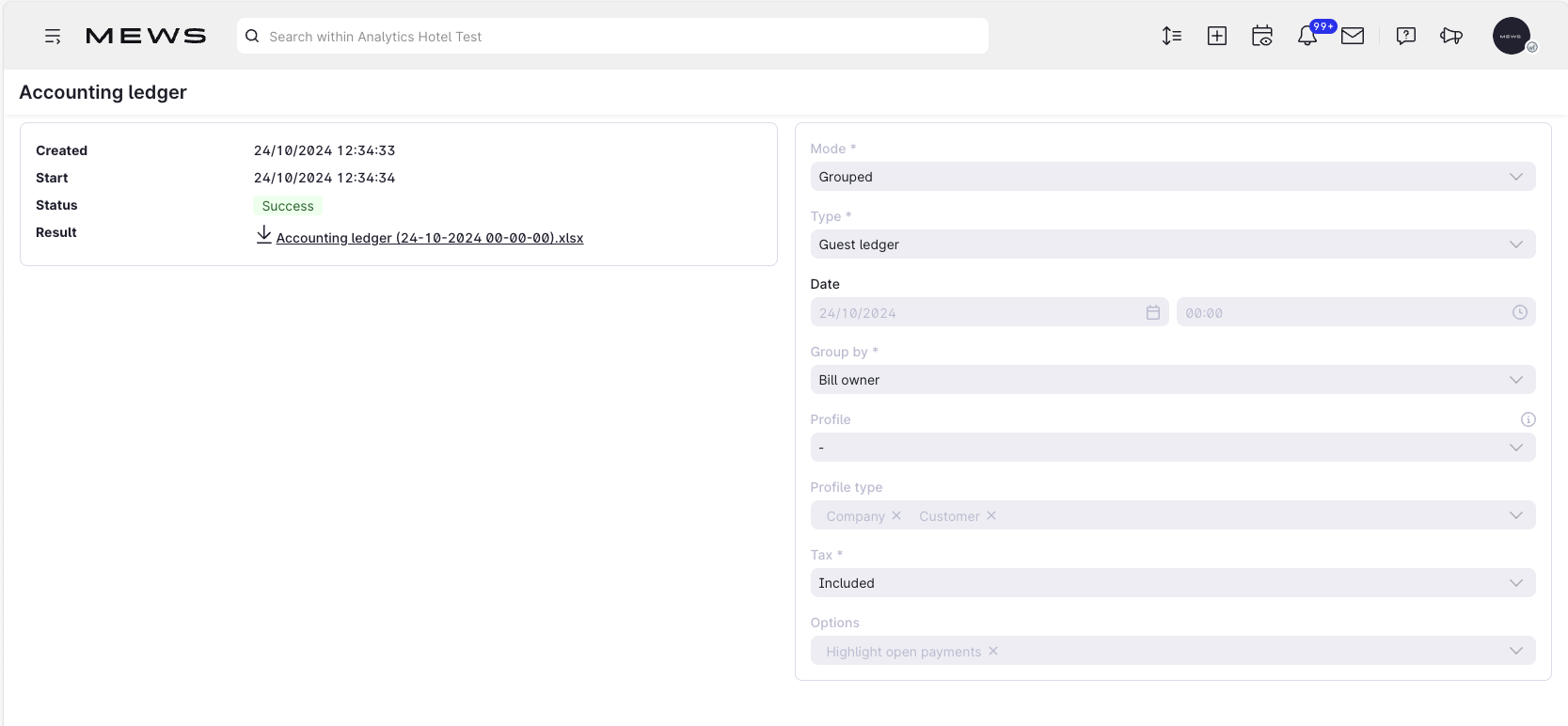 Report export focused information