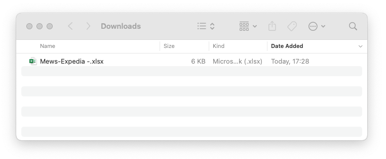 xlsx-bestand in de downloadmap van je computer