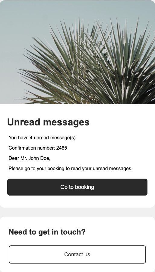 E-mail de message non lu, contient un message informant le client qu'il a un message non lu.