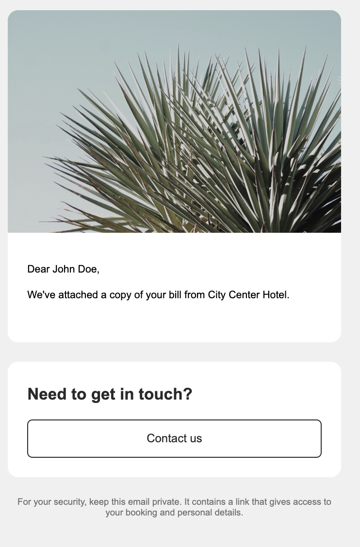E-mail de facture envoyée, contient un message indiquant que la facture est jointe.