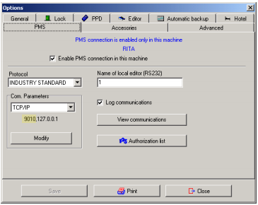 Salto HAMS screenshot showing Options > PMS