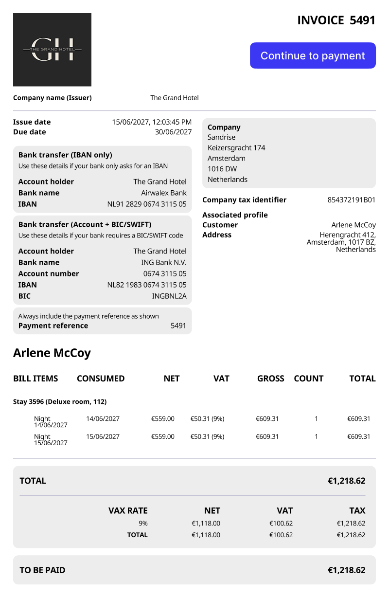 AR invoice screenshot