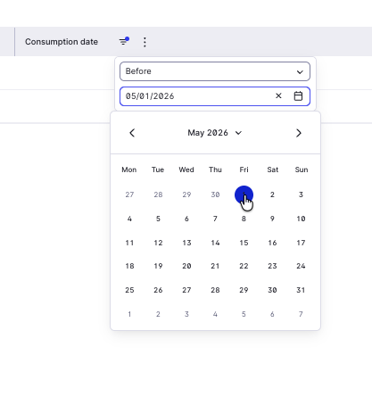 Selecting consumption to be before switch date