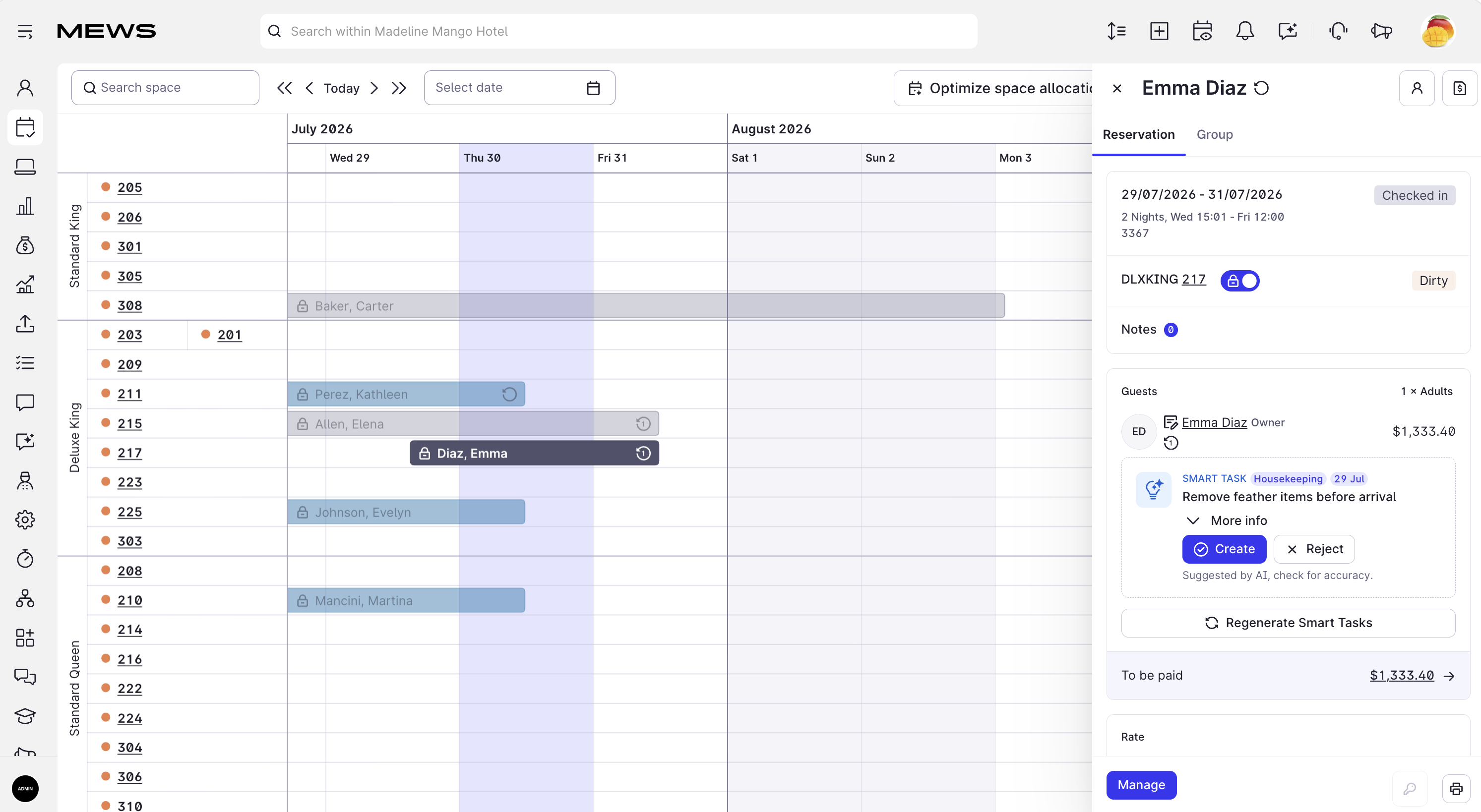 Smart tasks screen
