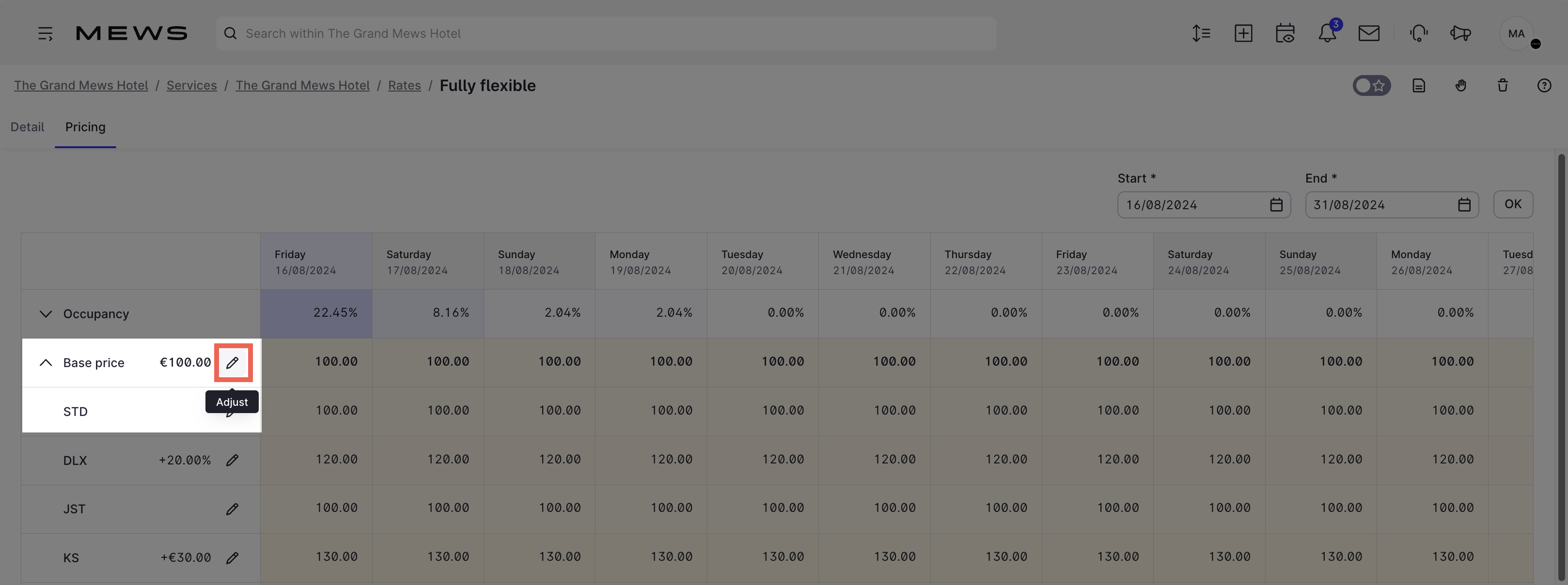 Adjust base price