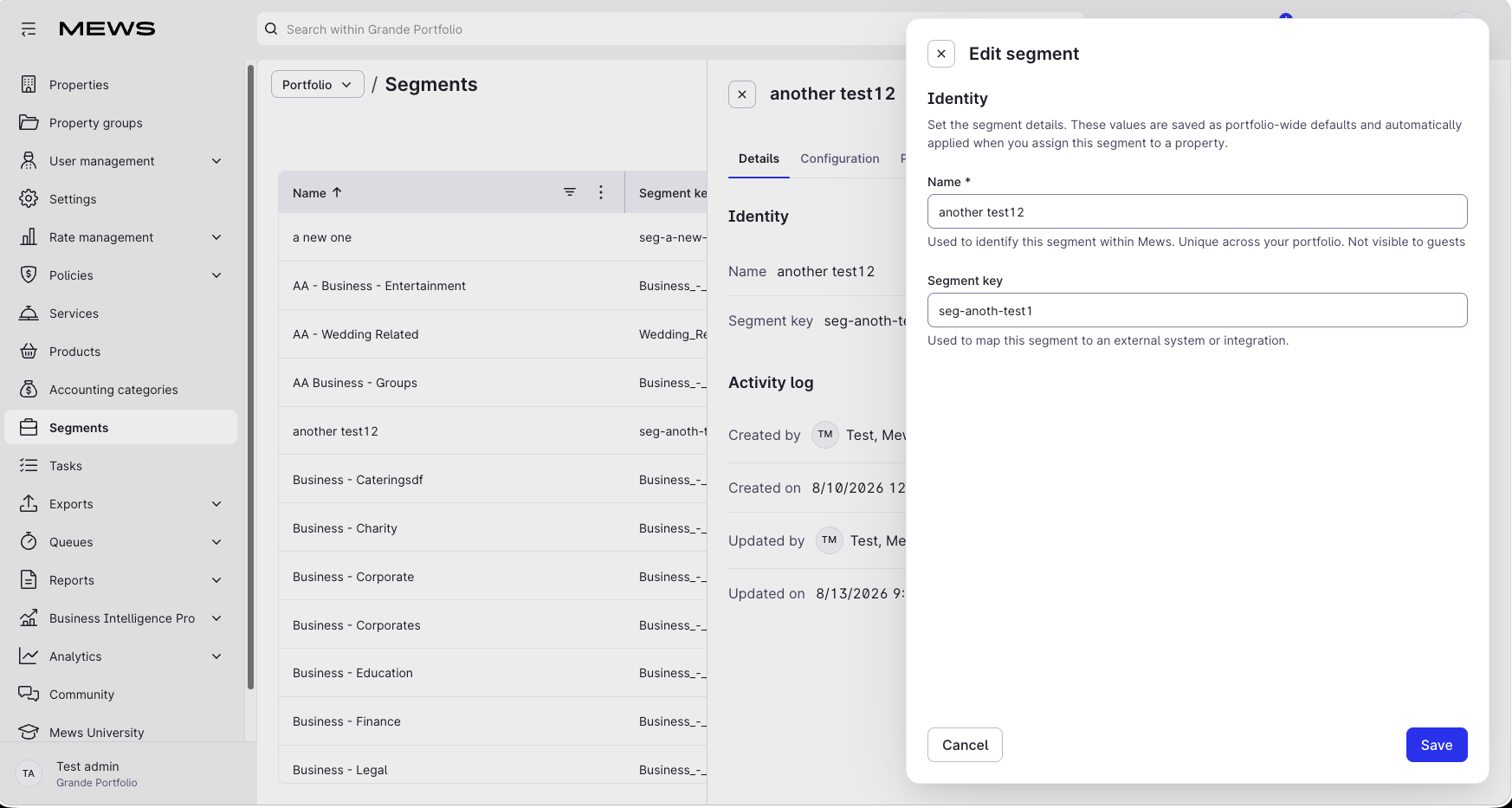 edit segment details