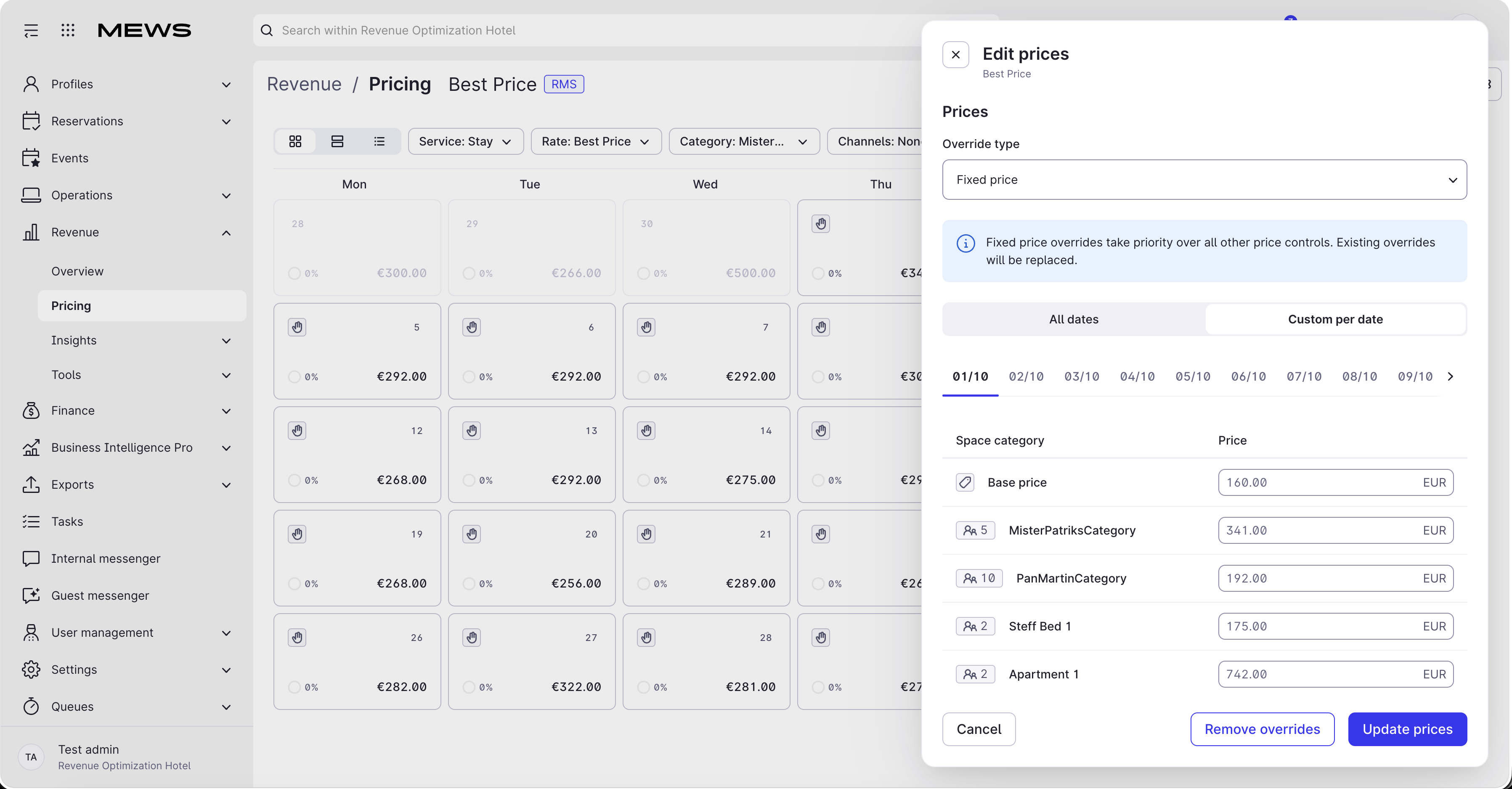 edit prices