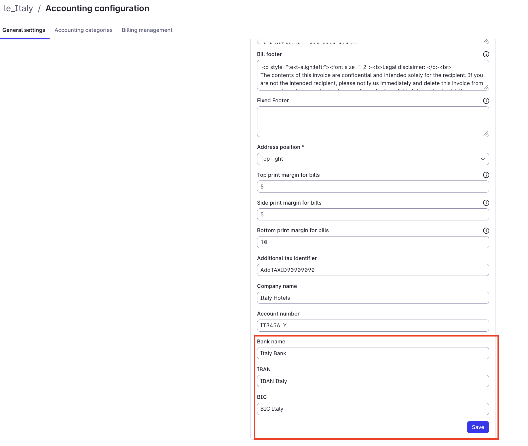 accounting config