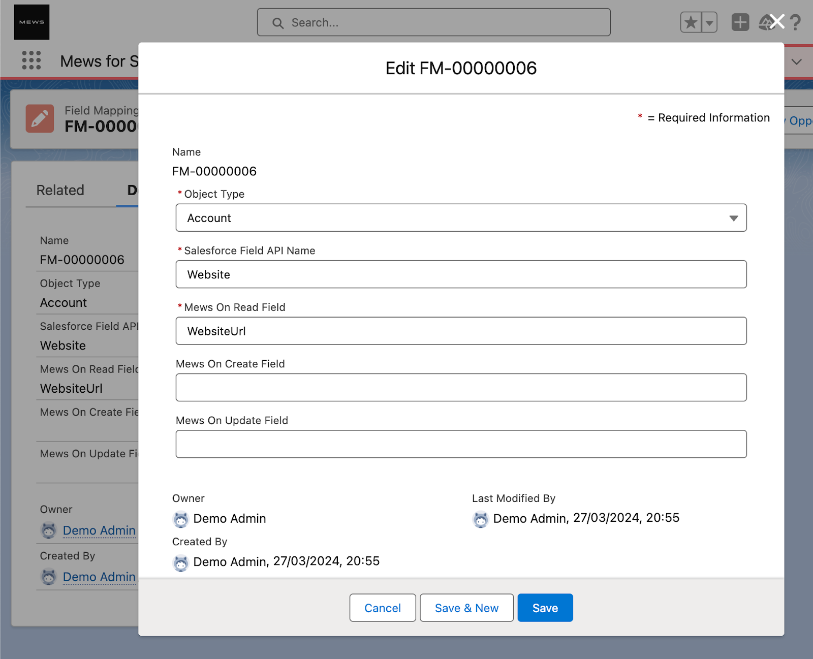 Edit form view